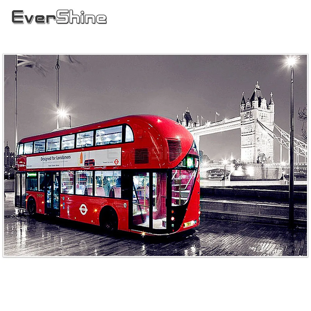 EverShine 5D алмазов картина вышивки крестом пейзажи алмаз картины Стразы автобус Diamond