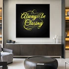 Мотивационные картина с цитатой на стене черного и золотого цвета вдохновляющие плакат печать настенные картины Гостиная офисный Декор