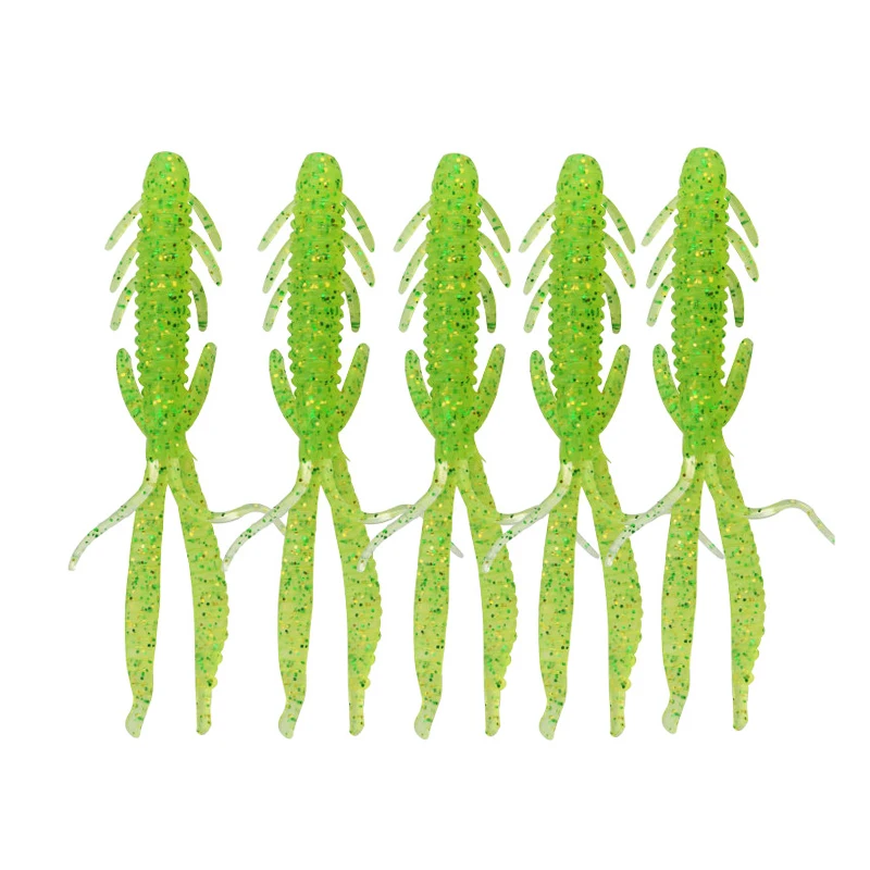 

5Pcs/lot 75mm 1.8g Jig Wobbler Soft Bait Silicone Lure Worm Fishing Lures Attractive Shrimp odor salt Swivel Bass Fishing Tackle