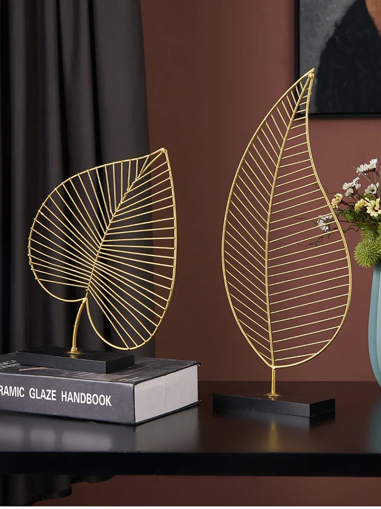 

Металлическое украшение в виде листьев в скандинавском стиле, современные абстрактные настольные украшения, Креативные аксессуары для бар...