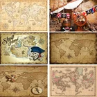 Фон для фотосъемки с изображением старой карты мира пиратских приключений и сокровищ
