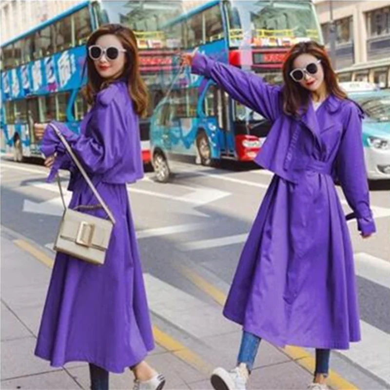 Модный Тренч Женский однотонный Повседневный простой классический длинный