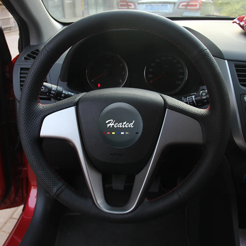 Кожаный чехол на руль для Hyundai Solaris 2010 2016 Verna i20 2009 2015 акцент оплетка хундай