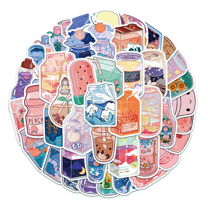 Botella de comida y bebida DIY para ni&ntilde;as, juguete Manual de dibujos animados, funda de tel&eacute;fono m&oacute;vil port&aacute;til, pegatinas decorativas, 10/30/50 Uds.-2