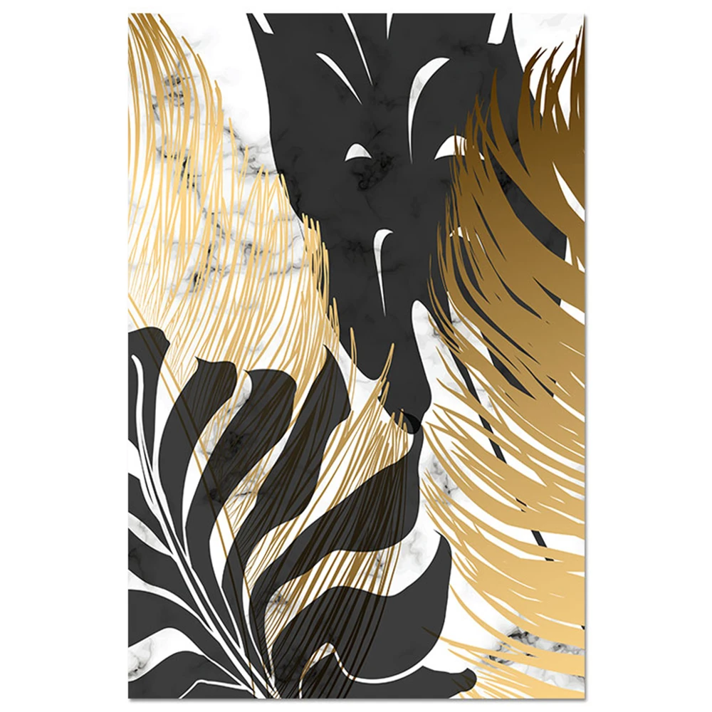 Холст водорастворимый с принтом золотых листьев и растений 11 карат | Дом сад