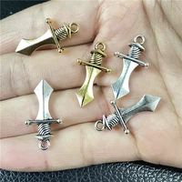 15pcs sports sword zinc alloy small pendant for jewelry making diy handmade bracelet necklace accessories color retention charm