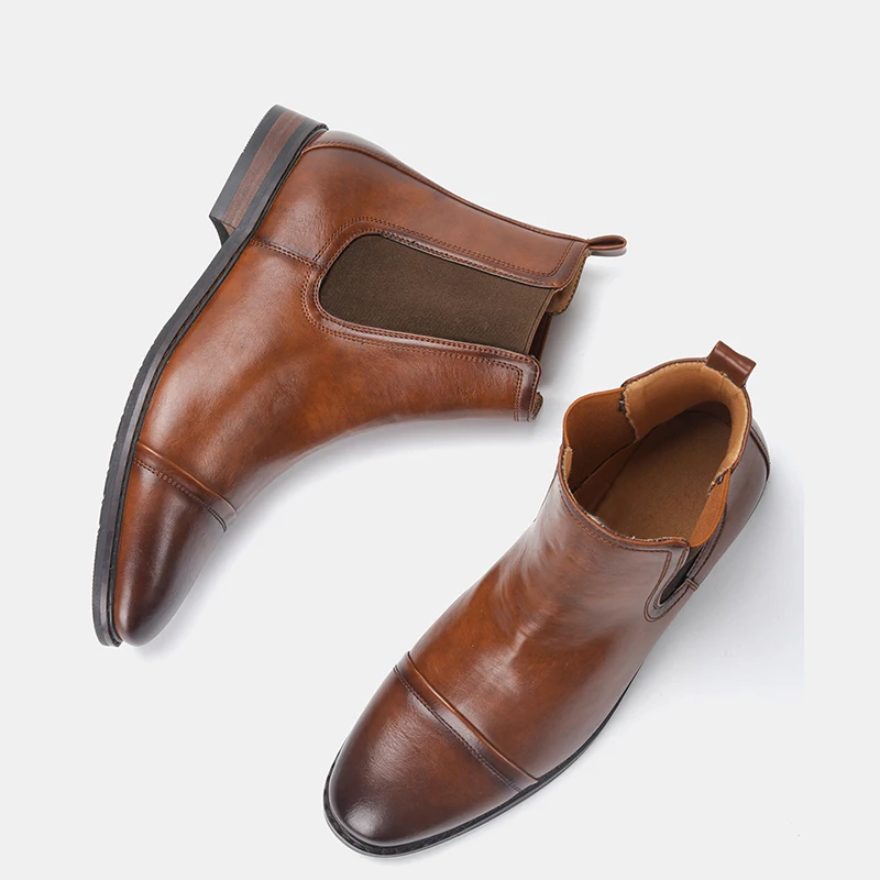 40-46 band boots men autumn chelsea leather motorcycle designer High Top vintage Ankle | Обувь