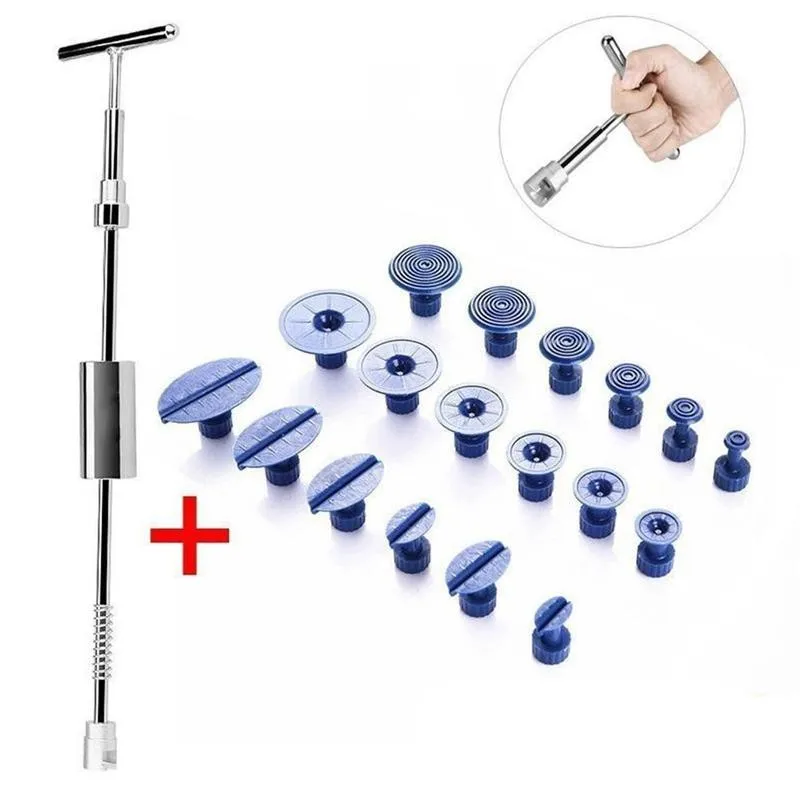 

1 Set Car Dent Repair Puller Kit Automotive Body Dent Removal Tools T-type Pull Rod 18pcs Glue Puller Tabs Car Dent Repair Tools