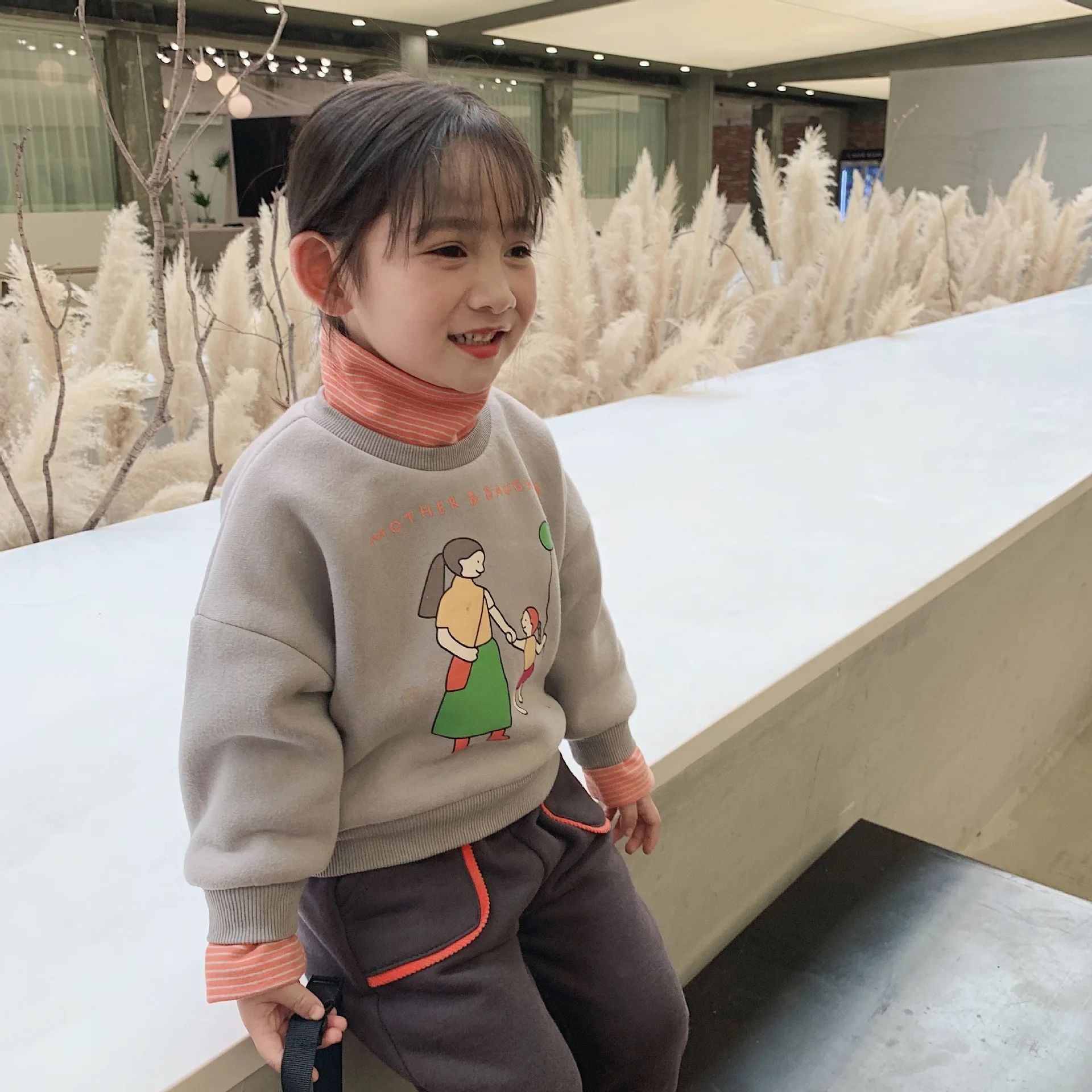 Хлопковая толстовка с капюшоном в полоску надписью Корейском стиле | Мать и