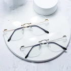 Очки для близорукости без оправы для мужчин и женщин, аксессуар оверсайз с защитой от синего света, от-1 до-4