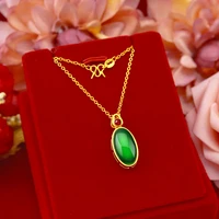 fashion women necklace pendant emerald jewelry 14k gold chain pendant necklaces agate gemstone necklaces choker birthday gifts