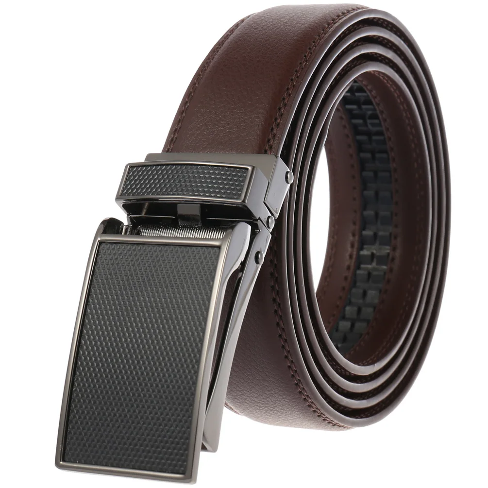 

Men's Leather Belt Business Formal Real Cowhide Leather Ratchet Belt High Quality Metal Automatic Buckle For Man