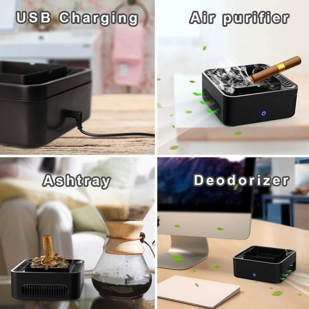 Smokeless Cigar Ashtray Econdhand Smoke Air Filter Purifier Home Offi 4000mA Rechargeable Ash Tray Cigarette Weed Accessories enlarge