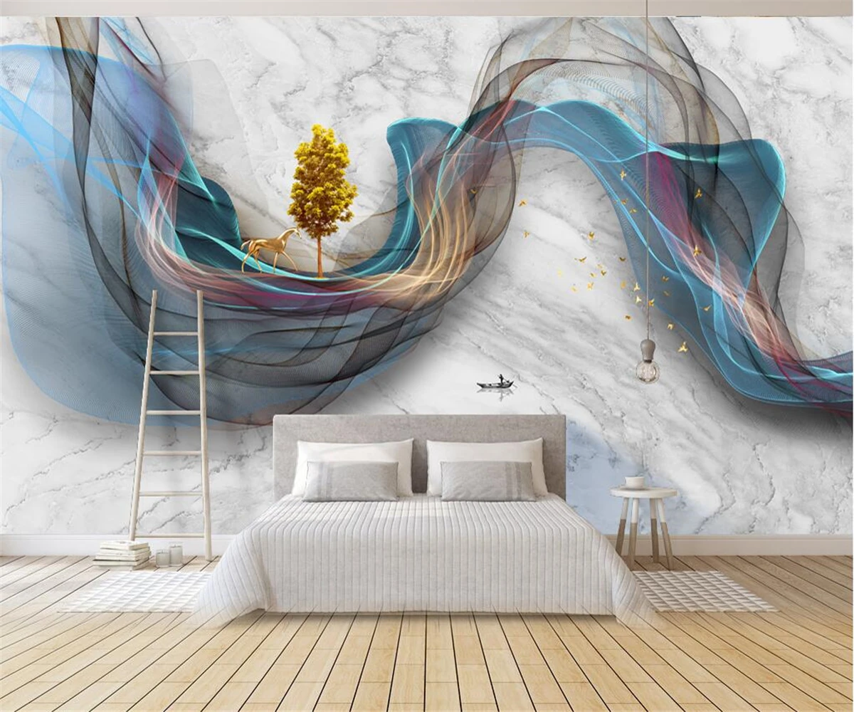 

beibehang Customized new Chinese golden big tree elk artistic conception landscape stone background wallpaper papier peint