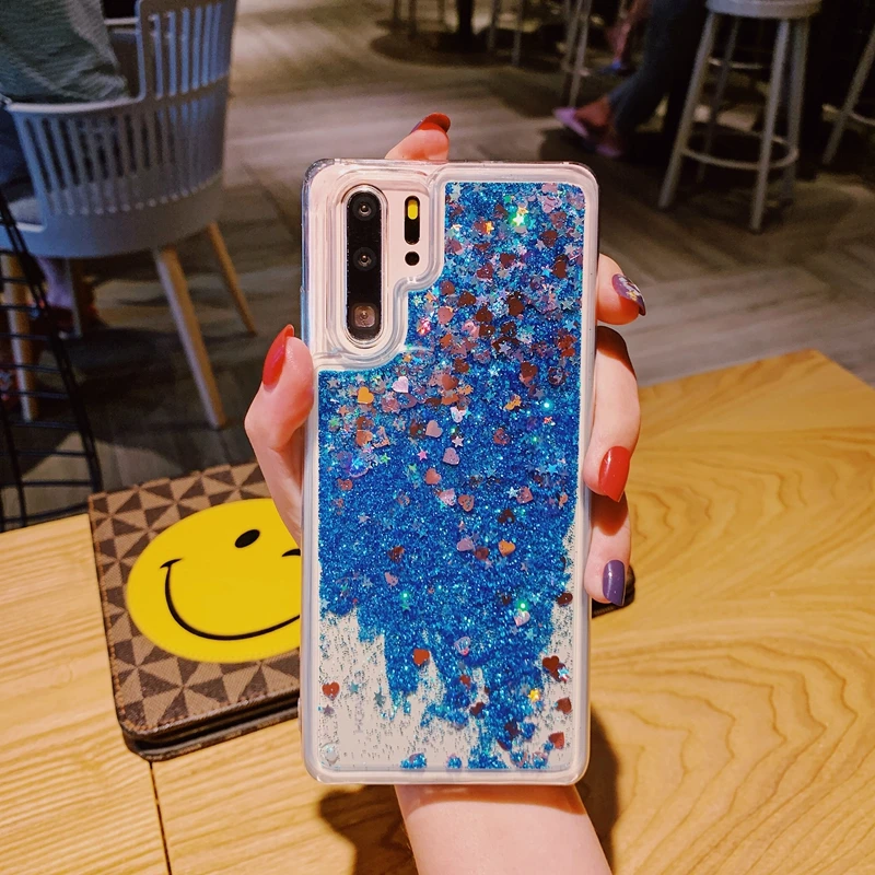 Для Huawei P30 P20 Mate 10 20 Pro Nova 3 3i 4 4e Honor 9 View Lite Блестящий жидкий зыбучий песок Сердце