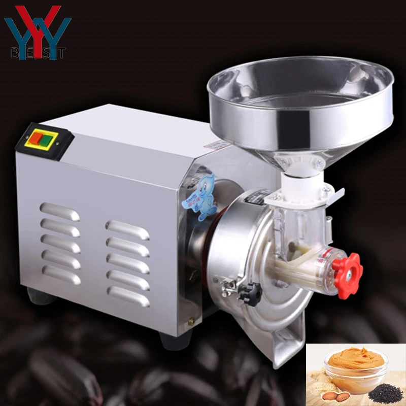 

2200W Food Grade Stainless Steel Peanut Nut Almond Butter Grinder Sesame Soy Rice Paste Maker Commercial Pulping Machine 40kg/h
