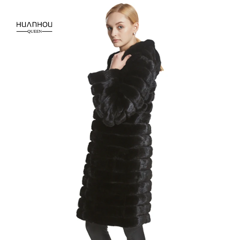 Шуба из натурального меха норки для женщин длинный стиль воротник или с
