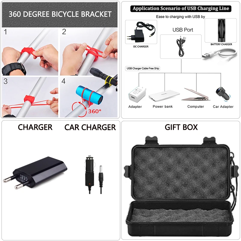 Super Bright Waterproof Most Powerful XML-T6 LED Flashlight Zoomable 5 modes torch 18650 Belt Clip Lantern z90 for outdoor FS | Освещение