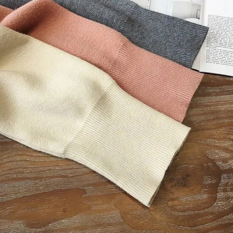 

Pullovers Women Winter Autumn Split Fork Student O-neck Sweater Korean Sweet 7 Colors Knitwear Sweaters Solid Loose Long Sweater