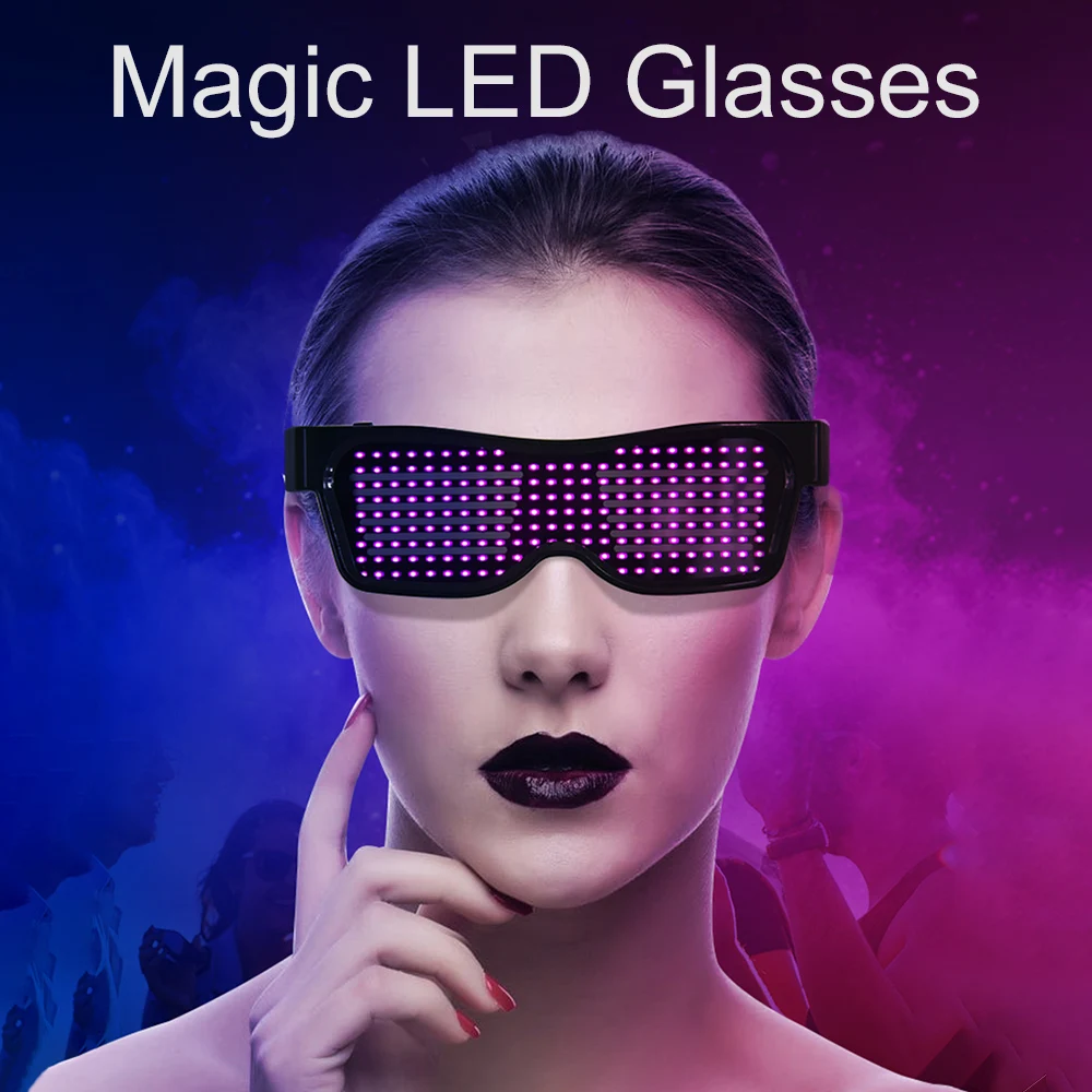 

USB Беспроводные Волшебные светодиодные вечерние очки с управлением через приложение светящиеся очки EMD DJ электрические слоговые очки для в...
