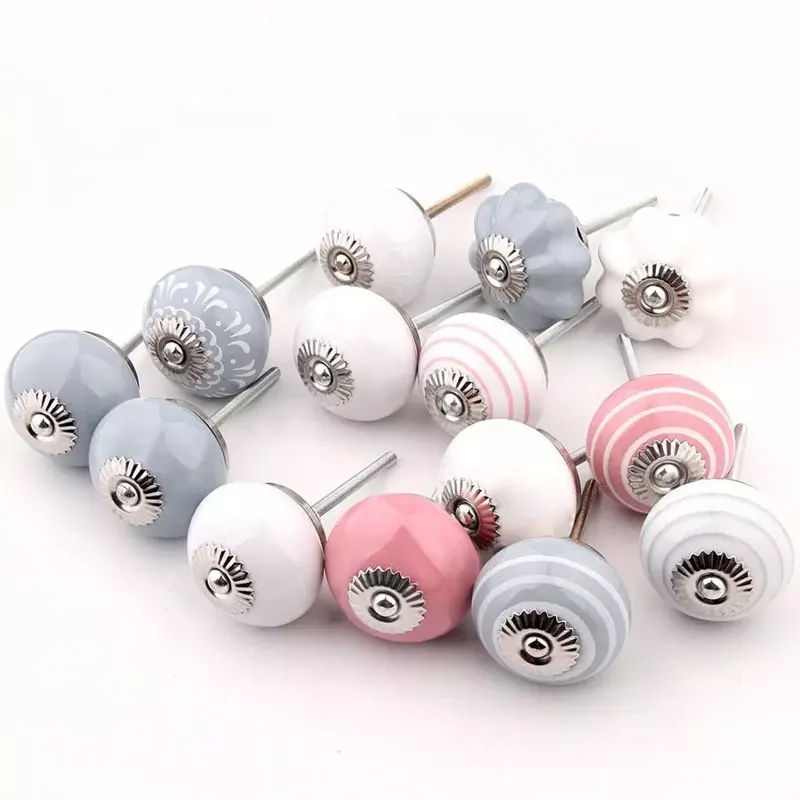 Антикварные ручная роспись Керамика круглые ручки для шкафа На ящики тумба с