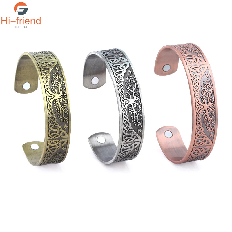 

Vintage Punk Viking Engraved Bracelet Life TreeMagnetic Clothing Cufflinks Bracelet for Women Men Party Dress Wrist Decoration