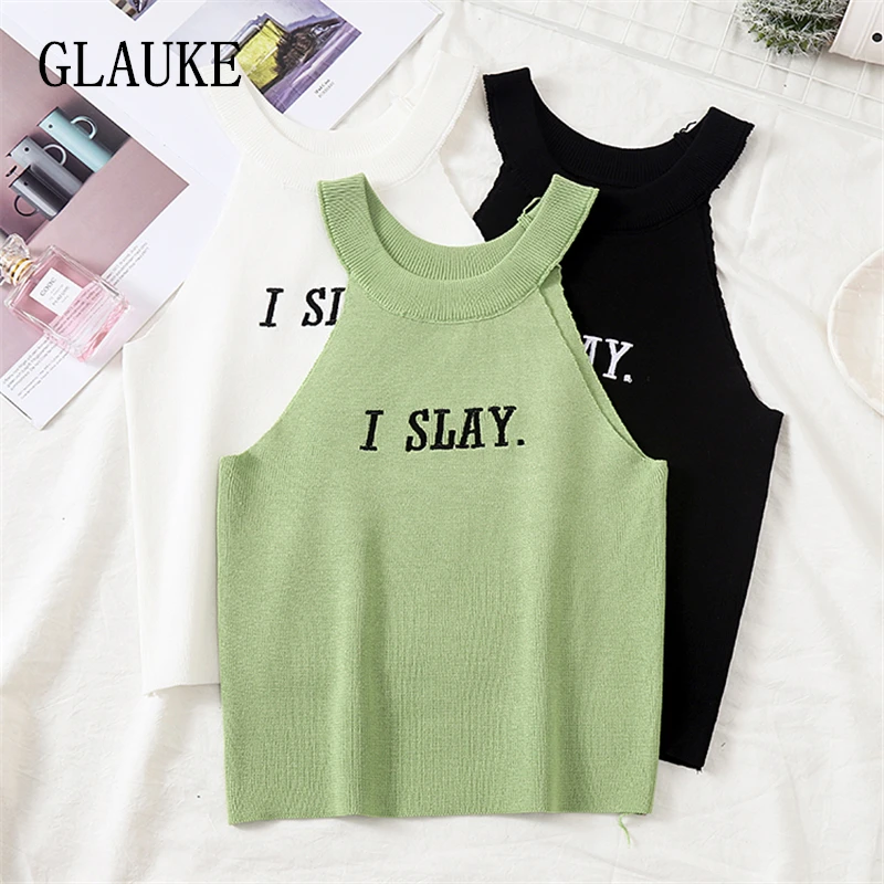 Летняя женская Трикотажная майка GLAUKE с открытыми плечами облегающие Женские