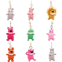 cute animal plush toy smile big tooth pendant metal adult keychain doll pp cotton super soft doll gift doll for children