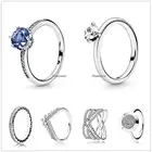 Женское кольцо из серебра 925 пробы, с синей блестящей короной и кристаллом