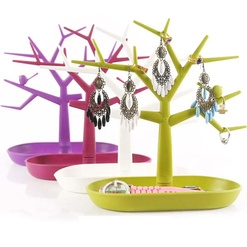 Пластиковая подставка для ювелирных изделий витрина с изображением птиц и