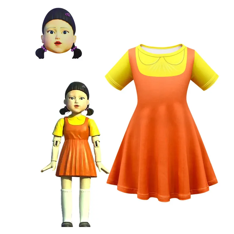 Игра кальмар 123 кукла ребенок 2022 новое платье костюм Повседневное с коротким