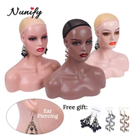 Nunify Mannequin Head Stand With Shoulder Black People Skin Wig Display  Head For Wigs Display Female Model Beige Black Color