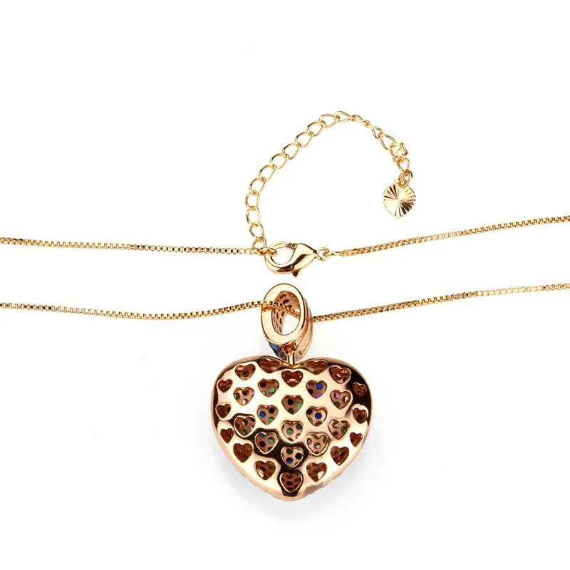 Heart colored zircon pendant Popular style zirconium copper electroplated loose stone necklace | Украшения и аксессуары