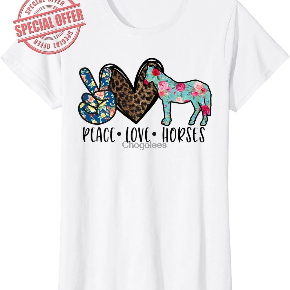 Мира Любовь Лошади Милая лошадь графика для женщин подростков девочек Футболка -