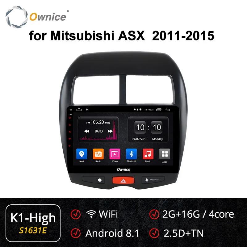 S1631 K1-High Ownice K1 K2 Android 8,1 2 din автомагнитолы DVD плеер с gps-навигатором Системы поддерживает DVD формат 4G для Mitsubishi ASX 2011 2012 2013 - Цвет: S1631 K1-High