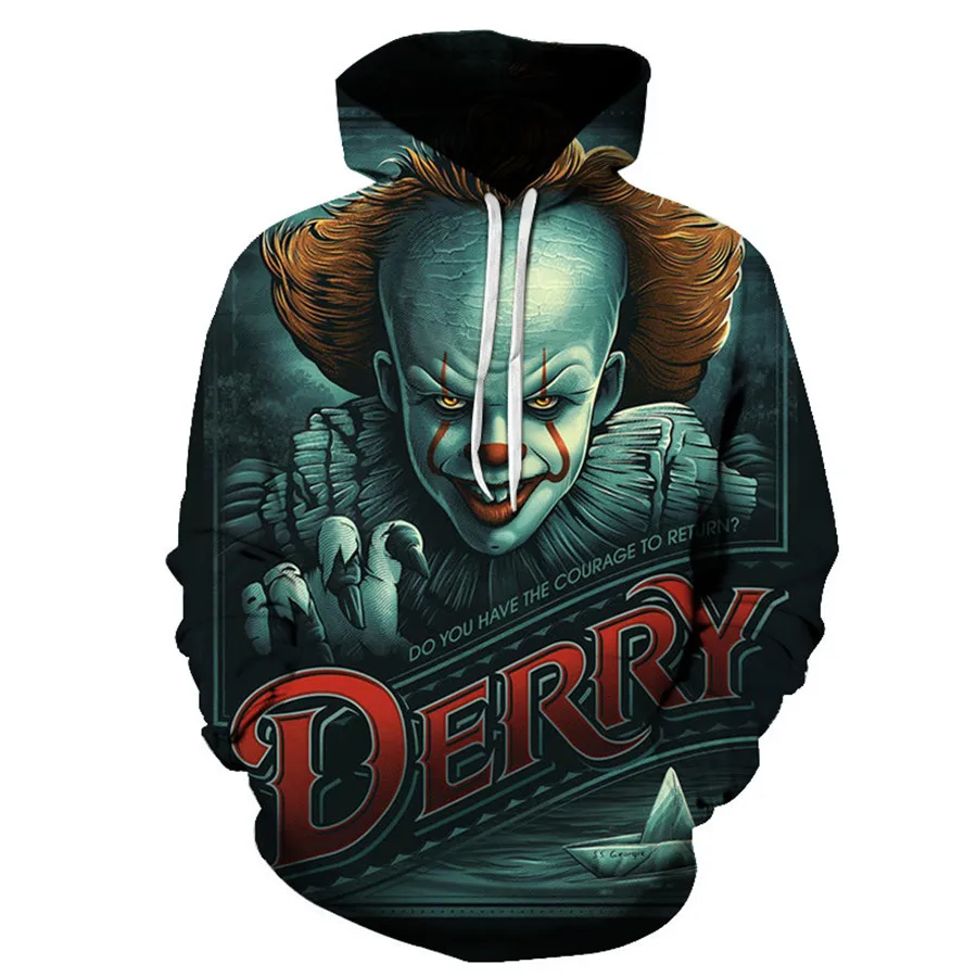 Аниме Толстовка с капюшоном фильм клоун Стивен Кинг это Pennywise Косплей Костюм Топ пальто для мужчин и женщин