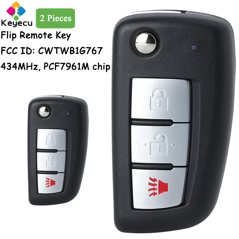 

Пульт дистанционного управления для автомобиля KEYECU, 2 шт., с чипом PCF7961M 434 МГц для Nissan Rogue S X-Trail 2014 2015 2016 17 2018 CWTWB1G767
