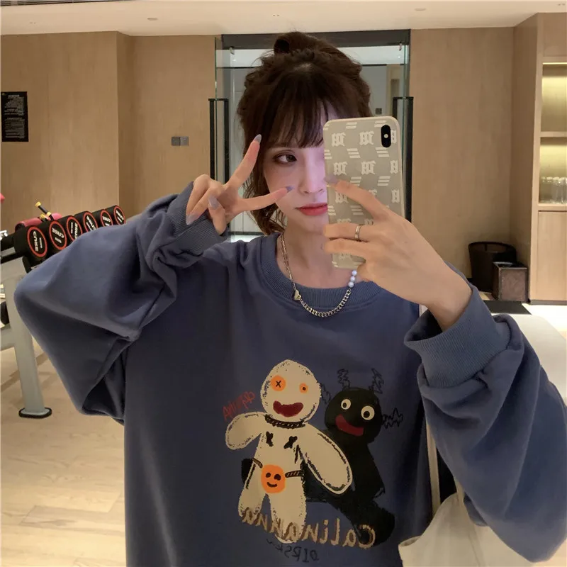 

Korean fashion letter printing sweatshirt women autumn winter casual loose sweatshirt hipster Couple clothing o-neck pullovers