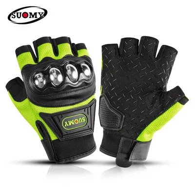 

Мотоциклетные Перчатки Suomy, Нескользящие зеленые летние сетчатые перчатки с открытыми пальцами для сенсорных экранов, подарок для мотоциклиста