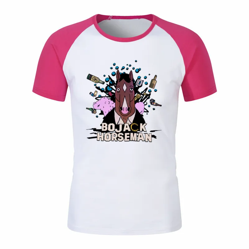 Famous Movie Bojack Horseman T Shirt for Men and Women Summer Fashion Male O Neck Print T-Shirts Streetwear Unisex Graphic Tees - Цвет: P1760A-pink