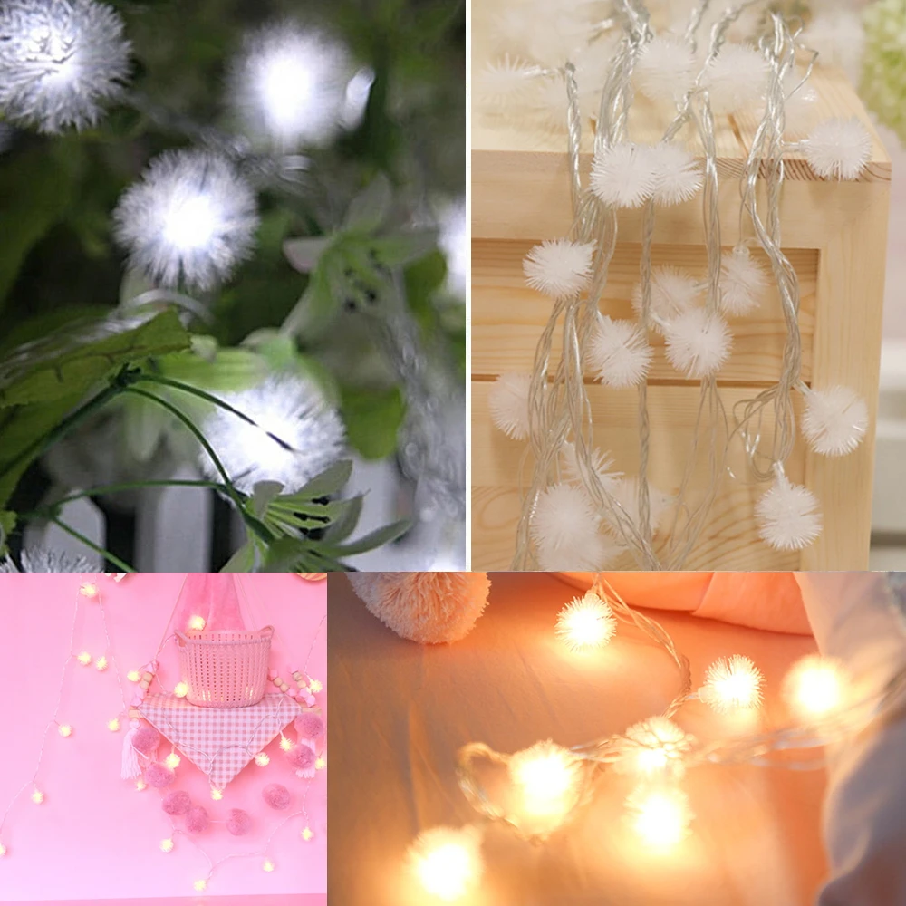 

New 10M 60LEDS USB LED Puffer Ball Style Fairy Light Garlands Garden Christmas Decoration For Outdoor Party Lighting