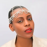 luxury crystal headpiece tassel bridal head chain forehead jewelry for women bling rhinestone hair chain flapper cap accessories