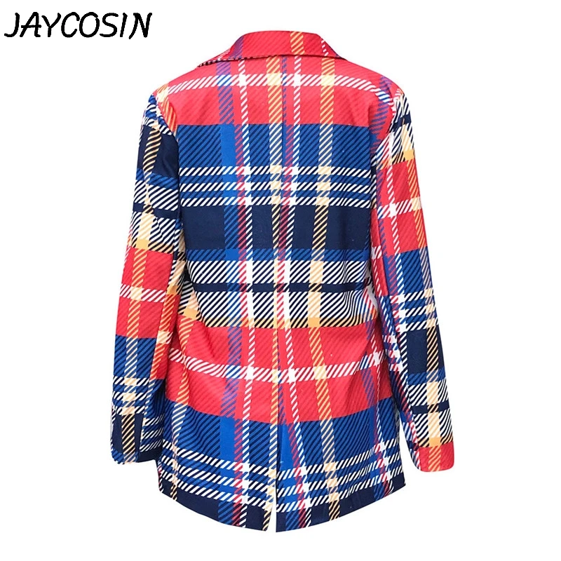 JAYCOSIN Женское пальто с открытой передней клетчатой печатью, кардиган, пальто с длинным рукавом, уличная одежда, пальто, темпераментная верхняя одежда, casaco feminino