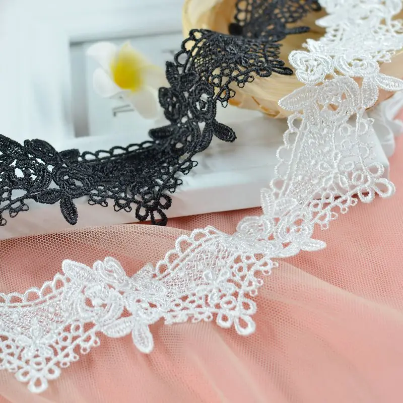 

10Meters Lace Trims White Black Tassel Fringe Rose Flower Ribbon DIY Necklace Ornaments Wedding Clothes Accessories