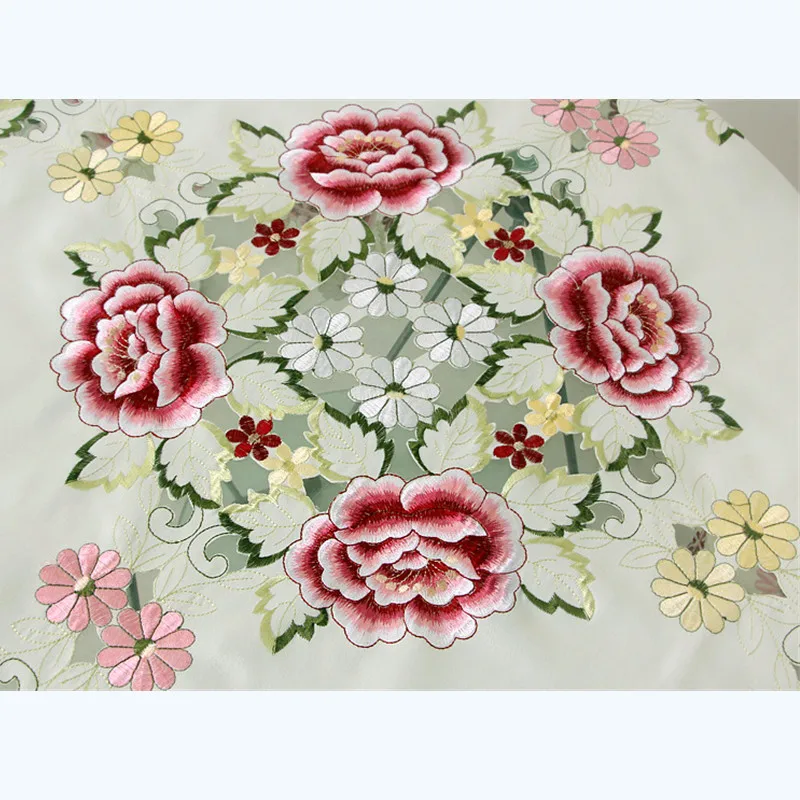 Кружевная скатерть с пионами и цветами современная простота атласная Вышивка