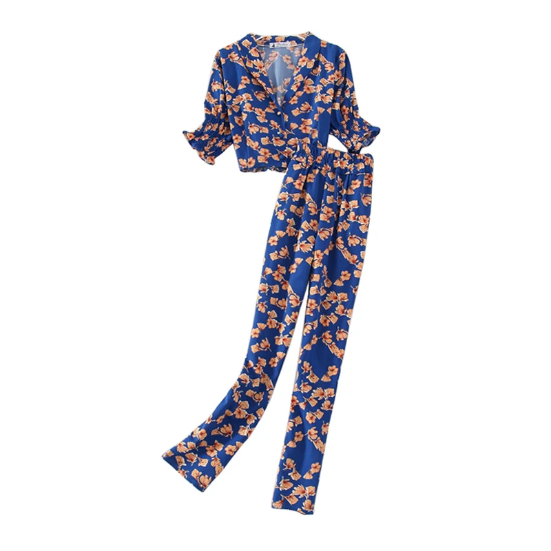 

Summer New 2 Piece Sets Flower Printed Blouse Shirts Ankle Length Pants Office Lady Womens Daily Casual Trendy Chic Sets Elegant