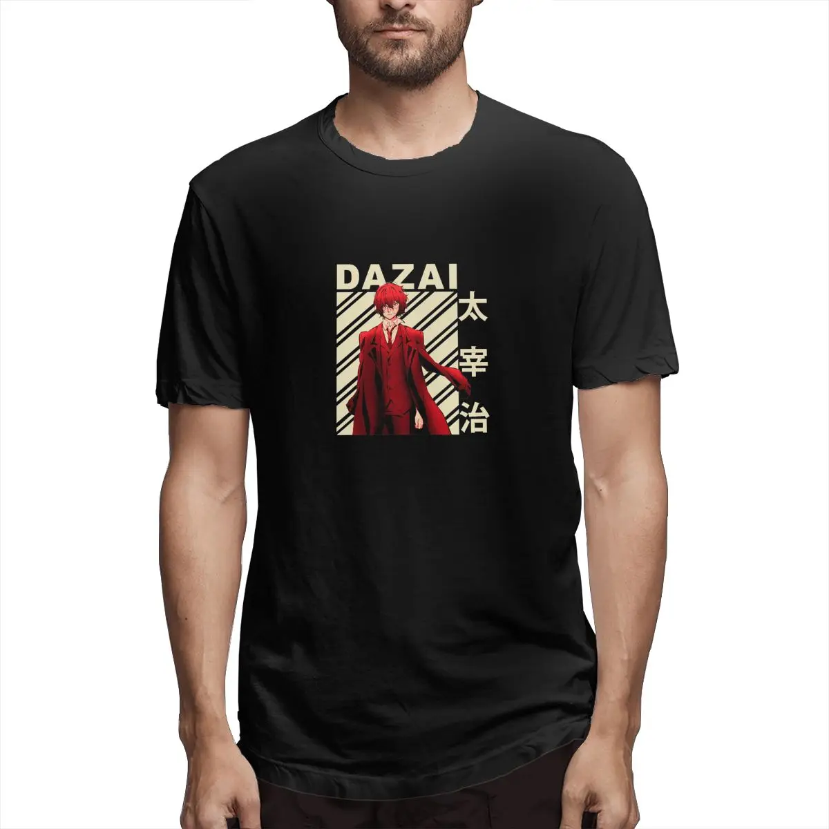 

Dazai Osamu Vintage Art Bungo Stray Dogs Men's T Shirt Novelty Tees Short Sleeve O Neck T-Shirts Pure Cotton Summer Clothes