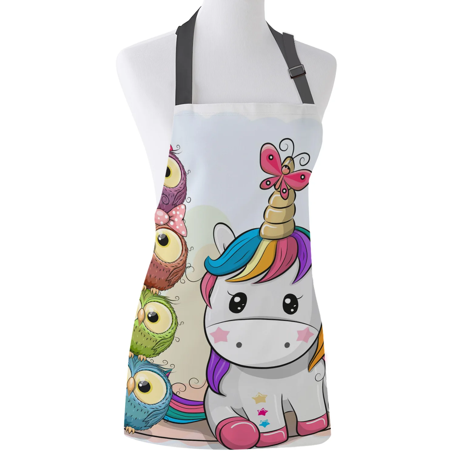 

Фартук унисекс с милым мультяшным принтом, кухонный комбинезон с регулируемой шеей для приготовления пищи и садоводства, с животными, едино...