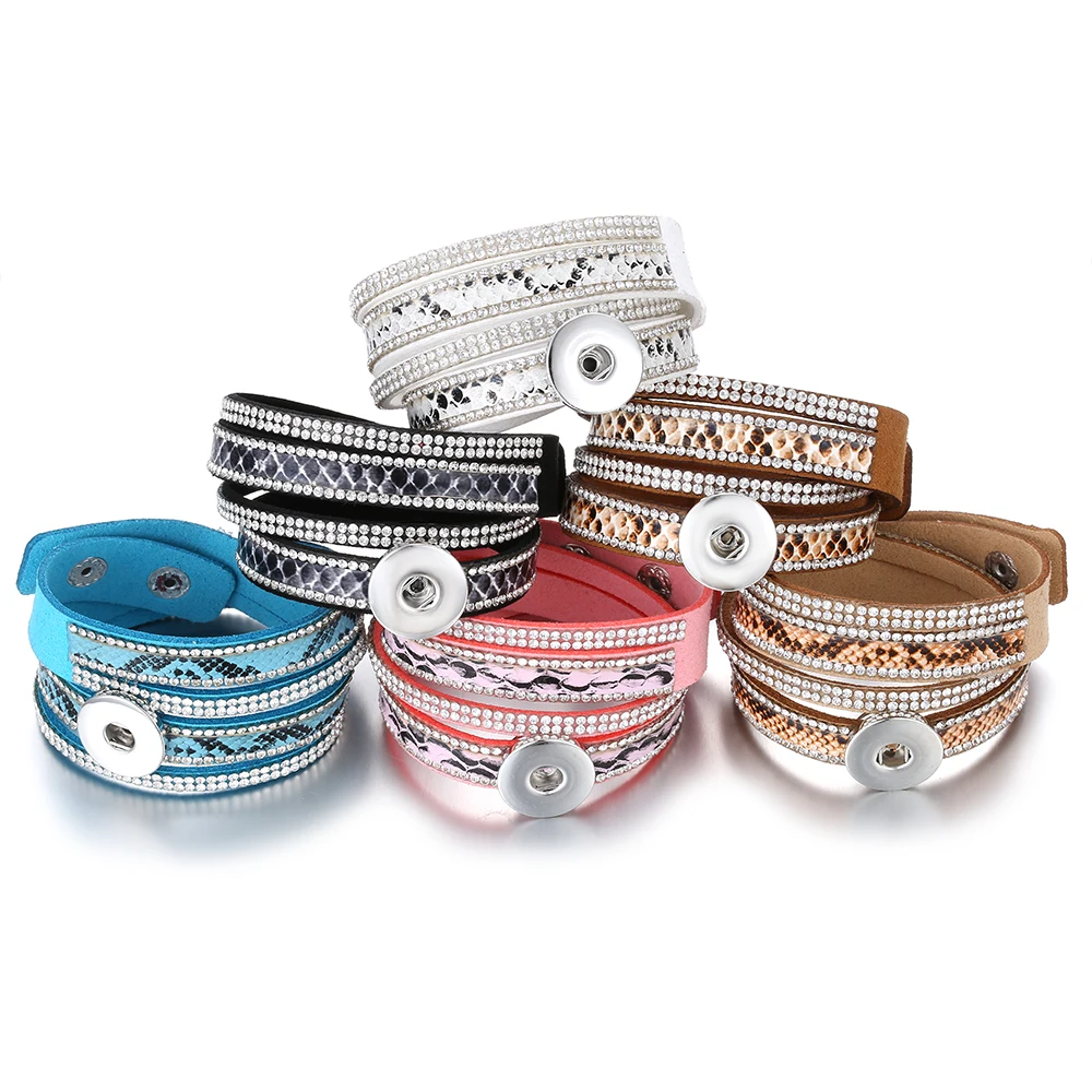 Ювелирные браслеты с защелкой Стразы многослойный Φ браслет подходит для 20 мм 18