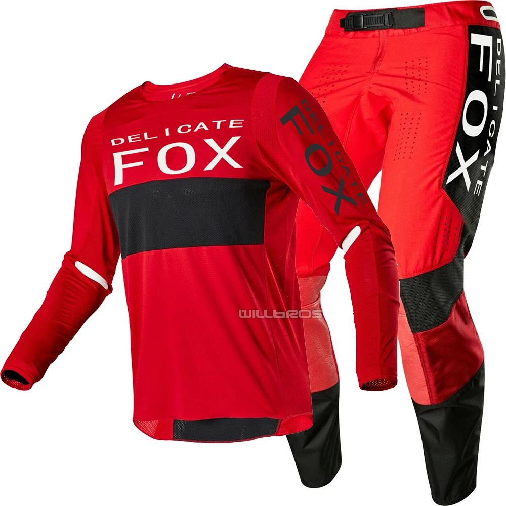Красный Новинка Naughty Fox MX гонки 360 Linc Джерси Брюки для взрослых комбо Dirt Bike Motocros комбинация для гонок MX внедорожный ATV DH gear - Цвет: Красный